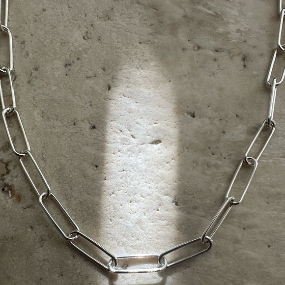 Sterling Silver Paperclip Necklace 17.5” length adjustable - Picture 2 of 4